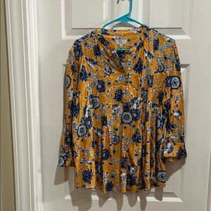 Kim Rogers Yellow and Blue Floral Blouse